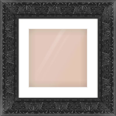 Black Scoop Frame for 300 × 300mm artwork, with Smooth White Single Mount