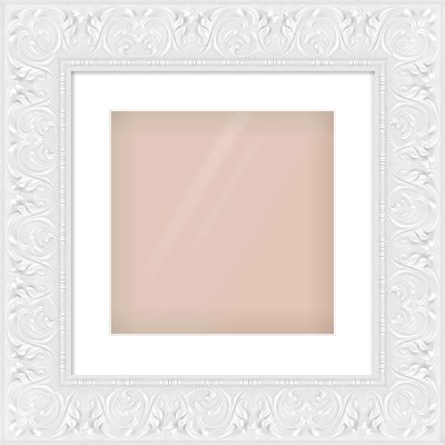 White Scoop Frame for 300 × 300mm artwork, with Smooth White Single Mount