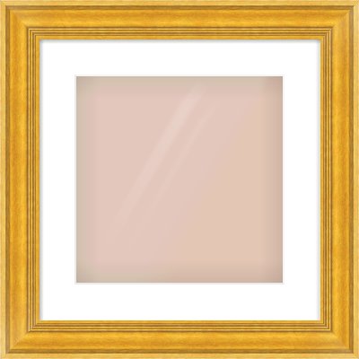 Gold Spoon Frame for 300 × 300mm artwork, with Smooth White Single Mount