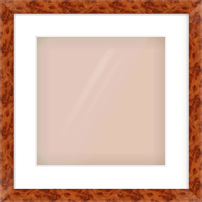Brown Flat Frame for 300 × 300mm artwork, with Smooth White Single Mount