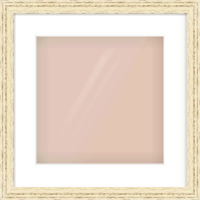 Distressed Cream Wood Grain Flat Frame for 300 × 300mm artwork, with Smooth White Single Mount