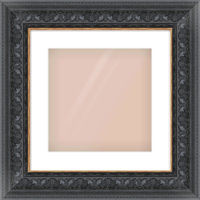 Black Reverse Frame for 300 × 300mm artwork, with Smooth White Single Mount