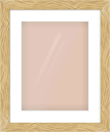 Natural Wood Flat Frame for 30 × 40cm artwork, with Smooth White Single Mount