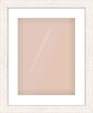 Ivory Driftwood Flat Frame for 30 × 40cm artwork, with Smooth White Single Mount