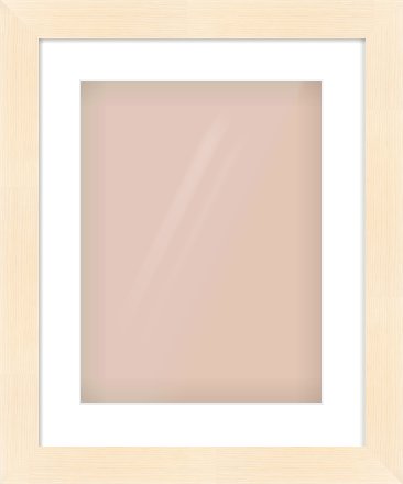 Natural Wood Flat Frame for 30 × 40cm artwork, with Smooth White Single Mount