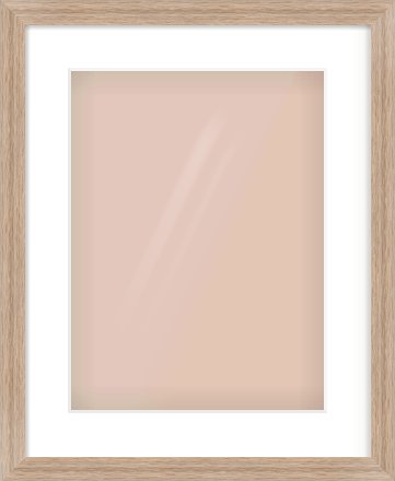 Light Walnut Flat Frame for 30 × 40cm artwork, with Smooth White Single Mount