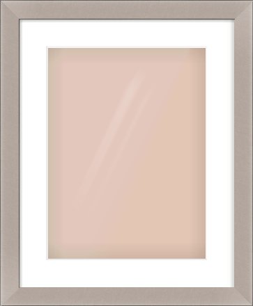 Brushed Silver & Black Sided Flat Frame for 30 × 40cm artwork, with Smooth White Single Mount