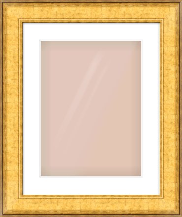 Gold Flat Frame for 30 × 40cm artwork, with Smooth White Single Mount