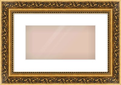 Gold Spoon Frame for 12 × 6in artwork, with Smooth White Single Mount