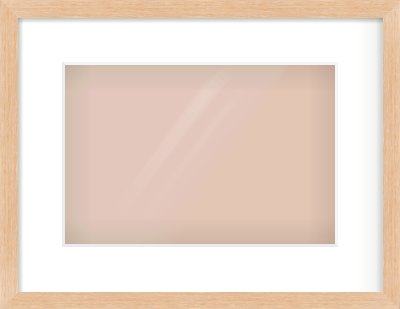 Light Oak Veneer Flat Frame for 12 × 8in artwork, with Smooth White Single Mount