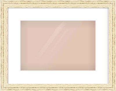 Distressed Cream Wood Grain Flat Frame for 12 × 8in artwork, with Smooth White Single Mount