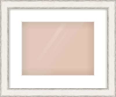 Black/Silver Flat Frame for 12 × 9in artwork, with Smooth White Single Mount