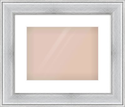 Brushed Silver Cushion Frame for 12 × 9in artwork, with Smooth White Single Mount