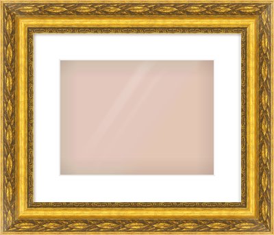 Gold Spoon Frame for 12 × 9in artwork, with Smooth White Single Mount