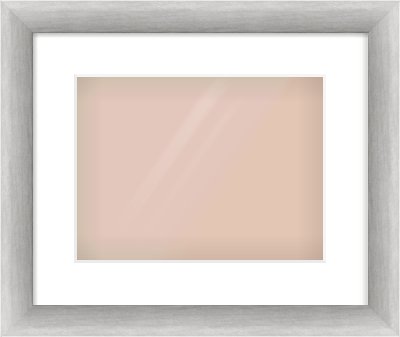 Silver Cushion Frame for 12 × 9in artwork, with Smooth White Single Mount