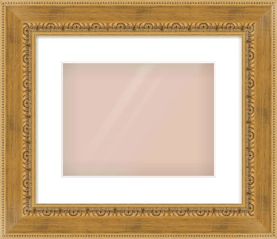 Gold Reverse Frame for 12 × 9in artwork, with Smooth White Single Mount