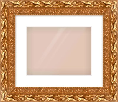 Gold Spoon Frame for 12 × 9in artwork, with Smooth White Single Mount