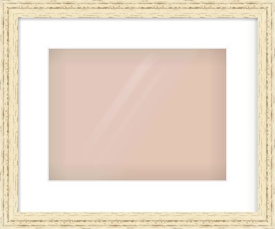 Distressed Cream Wood Grain Flat Frame for 12 × 9in artwork, with Smooth White Single Mount