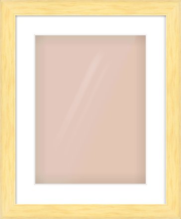 Natural Wood Stepped Flat Frame for 12 × 16in artwork, with Smooth White Single Mount
