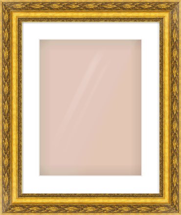 Gold Spoon Frame for 12 × 16in artwork, with Smooth White Single Mount