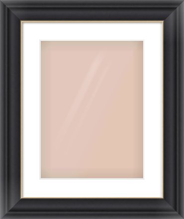 Black/Gold Scoop Frame for 12 × 16in artwork, with Smooth White Single Mount