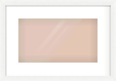 White Wood Grain Flat Frame for 32 × 18cm artwork, with Smooth White Single Mount