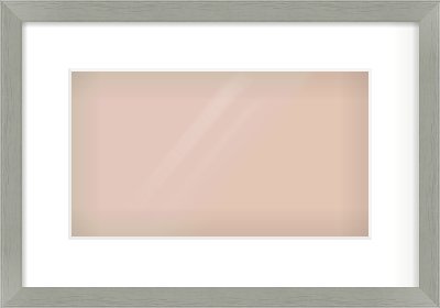 Pale Grey Flat Frame for 32 × 18cm artwork, with Smooth White Single Mount