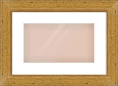 Gold Flat Frame for 32 × 18cm artwork, with Smooth White Single Mount