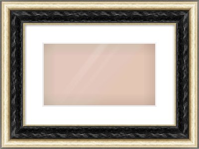 Black & Champagne Silver Spoon Frame for 32 × 18cm artwork, with Smooth White Single Mount