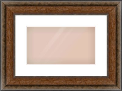 Walnut / Pewter Spoon Frame for 32 × 18cm artwork, with Smooth White Single Mount