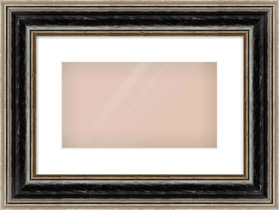 Black & Champagne Silver Spoon Frame for 32 × 18cm artwork, with Smooth White Single Mount