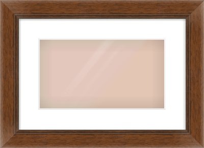 Brown Flat Frame for 32 × 18cm artwork, with Smooth White Single Mount