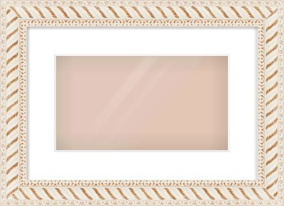 Off White & Gold Dome Frame for 32 × 18cm artwork, with Smooth White Single Mount