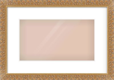 Gold Scoop Frame for 32 × 18cm artwork, with Smooth White Single Mount