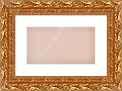 Gold Spoon Frame for 32 × 18cm artwork, with Smooth White Single Mount