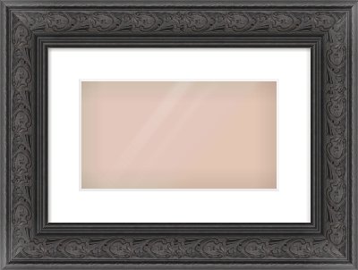 Black Spoon Frame for 32 × 18cm artwork, with Smooth White Single Mount