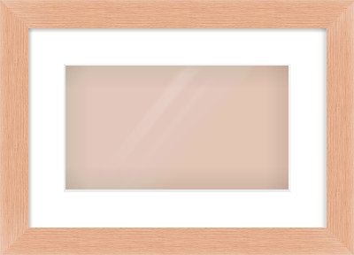 Oak Effect Flat Frame for 32 × 18cm artwork, with Smooth White Single Mount