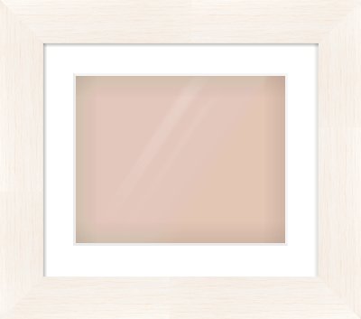 Ivory Driftwood Flat Frame for 350 × 280mm artwork, with Smooth White Single Mount