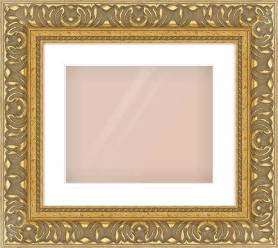 Gold Reverse Frame for 350 × 280mm artwork, with Smooth White Single Mount