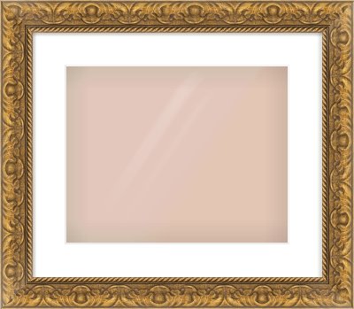 Gold Scoop Frame for 350 × 280mm artwork, with Smooth White Single Mount
