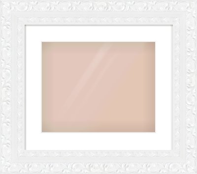 White Reverse Frame for 350 × 280mm artwork, with Smooth White Single Mount