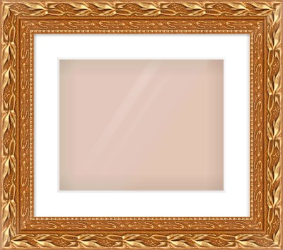 Gold Spoon Frame for 350 × 280mm artwork, with Smooth White Single Mount