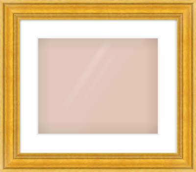 Gold Spoon Frame for 350 × 280mm artwork, with Smooth White Single Mount