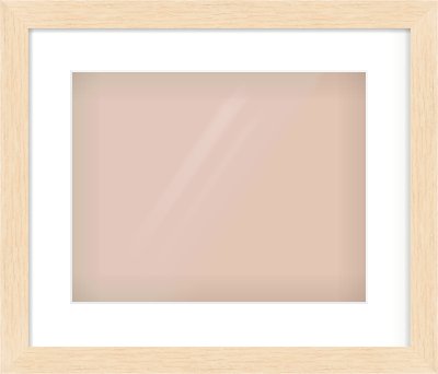 Natural wood Flat Frame for 14 × 11in artwork, with Smooth White Single Mount