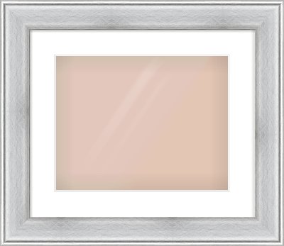 Brushed Silver Cushion Frame for 14 × 11in artwork, with Smooth White Single Mount