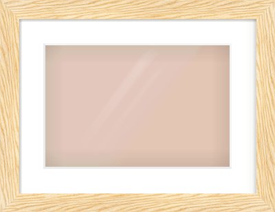 Natural Wood Reverse Frame for 15 × 10in artwork, with Smooth White Single Mount