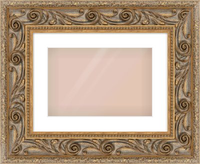 Gold Spoon Frame for 15 × 10in artwork, with Smooth White Single Mount
