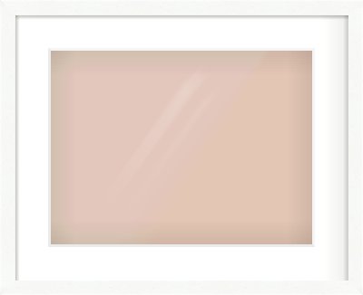 White Wood Grain Flat Frame for 40 × 30cm artwork, with Smooth White Single Mount