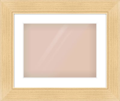 Natural Wood Flat Frame for 40 × 30cm artwork, with Smooth White Single Mount