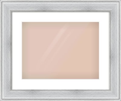 Brushed Silver Cushion Frame for 400 × 300mm artwork, with Smooth White Single Mount